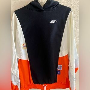 Nike Women’s Icon Clash Colorblocked Mixed-Media Hoodie in Small